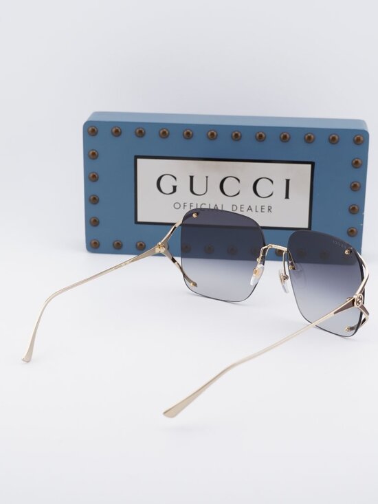 Gucci GG0646S 001 Square Sunglasses - Gold / Grey main image 3